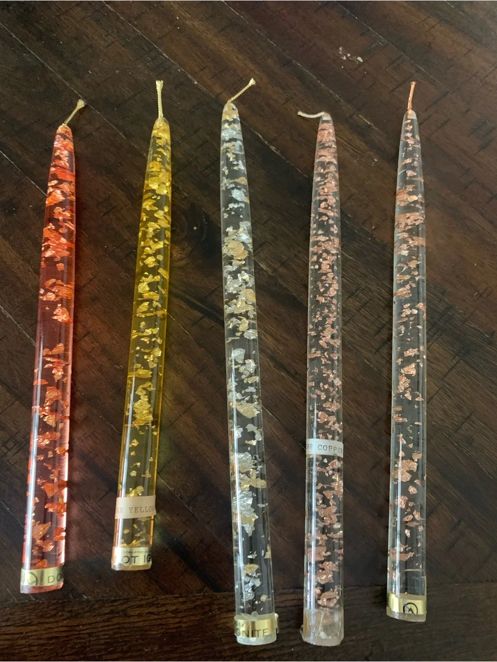 Gold Flake Taper Party Candles - Mixed Colors